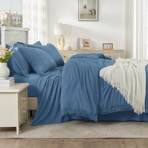 Andency Full Comforter Set, 7 Pieces Sea Blue Bedding - Image 5