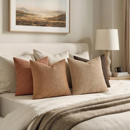MIULEE Fall Decorative Boucle Throw Pillow Covers 18x18 Rustic Set of 4 - Image 4