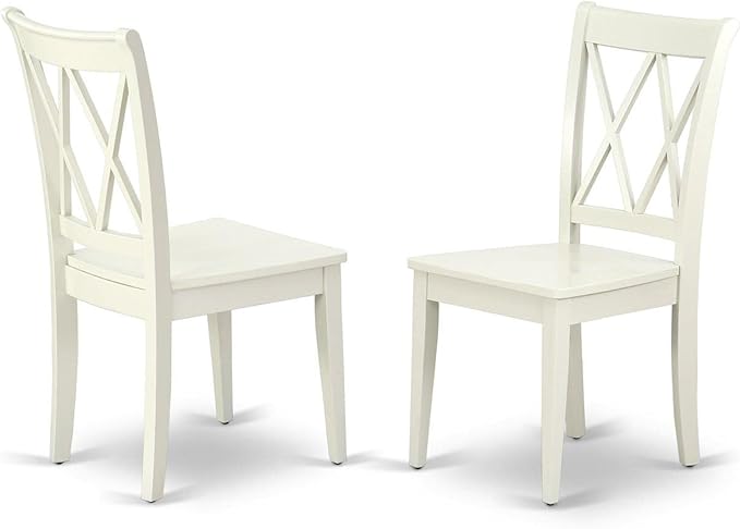 East West Furniture DLCL3-LWH-W 3 Piece Dining Room Table Set Contains a Round Dining Table with Dropleaf and 2 Wood Seat Chairs, 42x42 Inch, Linen White