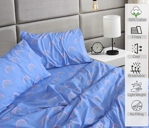 RUVANTI 100% Cotton Queen Sheets, Percale Queen Sheet Set, Baby Rainbow - Image 3