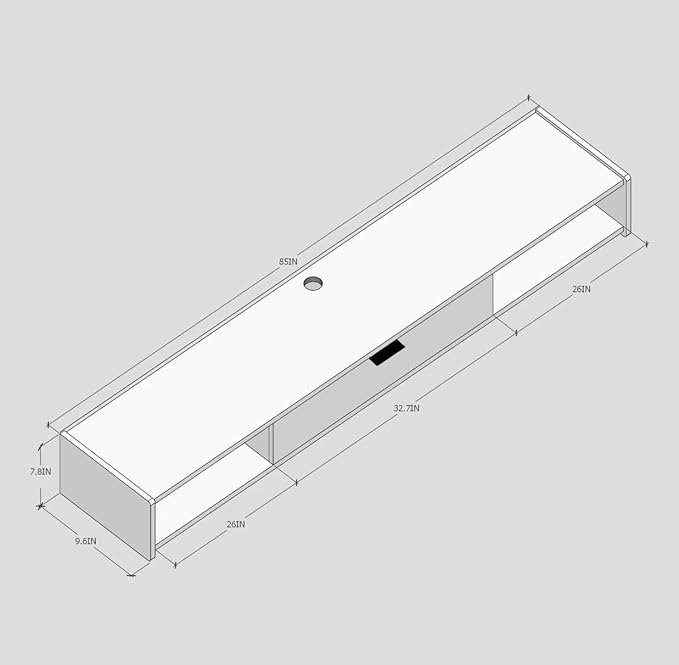 86'' Floating TV Stand,Wall Mounted TV Console,Floating TV Cabinet,Under TV Shelf for Bedroom Living Room(White)