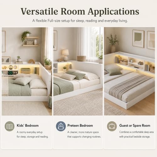 Full Floor Bed with Storage, L-Shaped Corner Bed, Charging & LED - Image 7