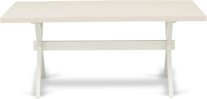 East West Furniture X027EL207-6 6 Piece Dining Set Contains a Rectangle Dining Room Table with X-Legs and 4 Gray Linen Fabric Parson Chairs with a Bench, 40x72 Inch, Multi-Color