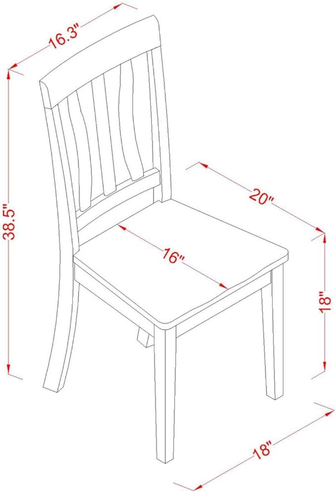 East West Furniture ANTI3-BLK-W 3 Piece Kitchen Table & Chairs Set Contains a Round Dining Room Table with Pedestal and 2 Solid Wood Seat Chairs, 36x36 Inch, Black & Cherry