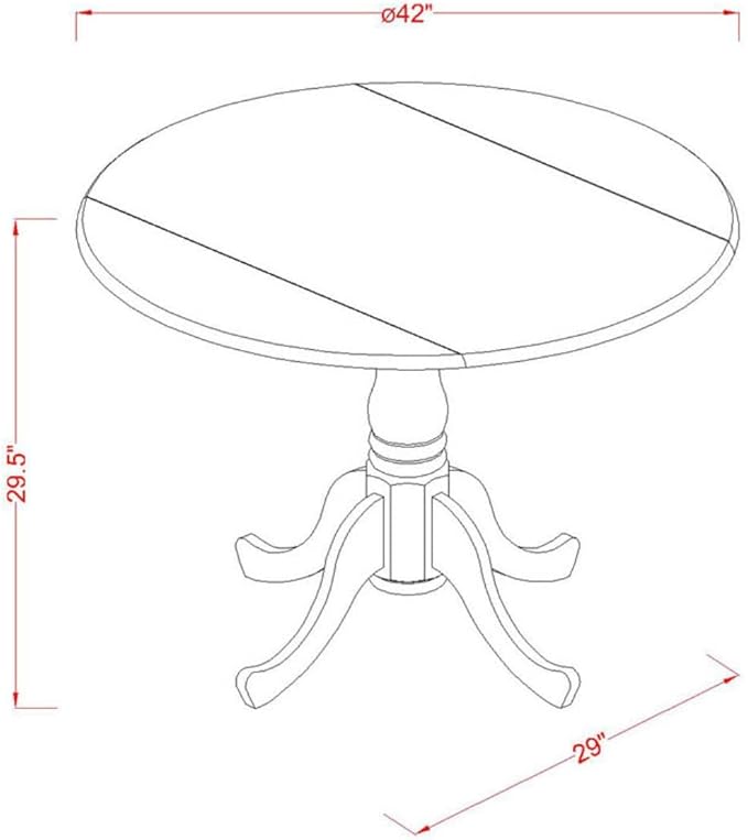East West Furniture DLPL3-SBR-W 3 Piece Dining Table Set for Small Spaces Contains a Round Dining Room Table with Dropleaf and 2 Wood Seat Chairs, 42x42 Inch, Saddle Brown