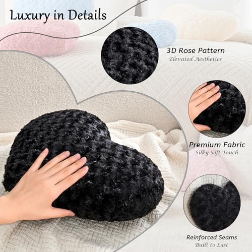 Black Throw Pillows, Cute Heart Pillow, Decorative Pillows - Image 4