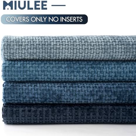 MIULEE Soft Decorative Chenille Pillow Covers Blue Series 20x20 Pack of 4 - Image 6
