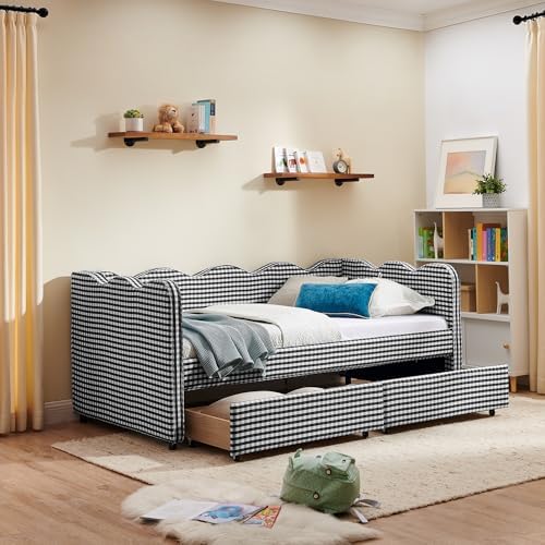 KEIKI Twin Size Upholstery Gingham Daybed - Image 3
