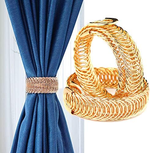 Metal Curtain Tiebacks Holdback Drapery Curtain Tiebacks 1 Pair Elastic Strap by Ailejia