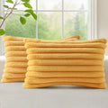 decorUhome Fall Faux Fur Throw Pillow Covers 12x20 Set of 2 Mustard Yellow by decorUhome