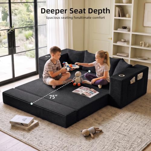 77" Convertible Futon Sofa Bed, Boneless Couch - Image 6
