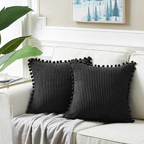 Fancy Homi Pack of 2 Black Lumbar Decorative Throw Pillow Covers - Image 6