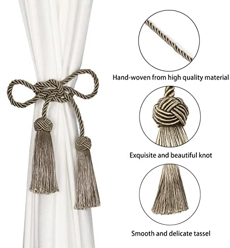 BEL AVENIR 4 Pack Handmade Rope Tassel Curtain Tiebacks - Image 3