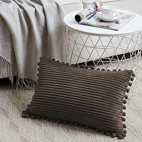 Fancy Homi 2 Pack Dark Brown Lumbar Decorative Throw Pillow Covers 12x24 Inch - Image 2