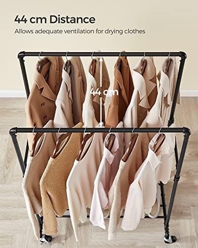 SONGMICS Heavy-Duty Clothes Rack, Double-Rod, Metal Frame on Wheels - Image 4