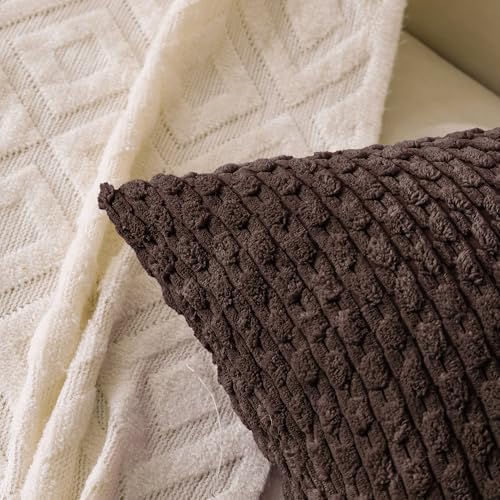 Set of 4 Dark Brown Decorative Throw Pillow Covers 26x26 Inch Corduroy Pillow - Image 2