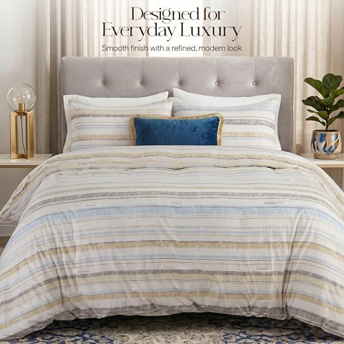 Utopia Bedding 3 Pc King Comforter Set, Printed Comforter, Cottage Stripe - Image 4