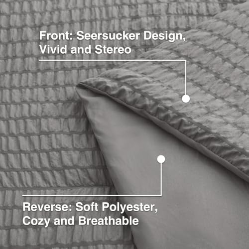 Love's cabin Seersucker Grey King Size Comforter Set, 7-Piece Bed in a Bag - Image 5