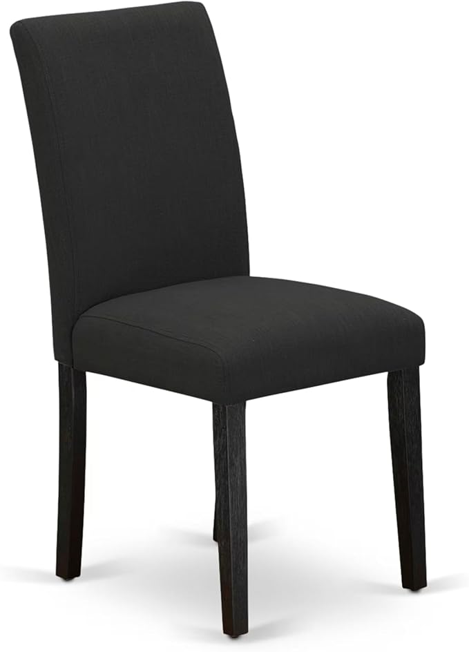 East West Furniture V677AB624-7 7 Piece Dinette Set Consist of a Rectangle Dining Room Table with V-Legs and 6 Black Color Linen Fabric Upholstered Chairs, 40x72 Inch, Multi-Color