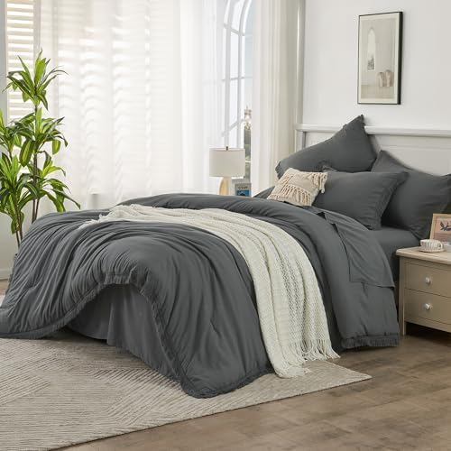 Andency King Comforter Set, 7 Pieces Dark Grey Bedding - Image 2