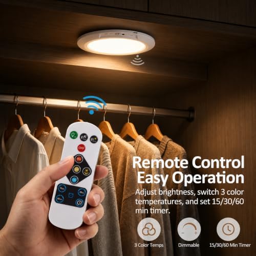 4‑Pack Rechargeable LED Ceiling Shower Light, Motion Sensor Remote Control - Image 2