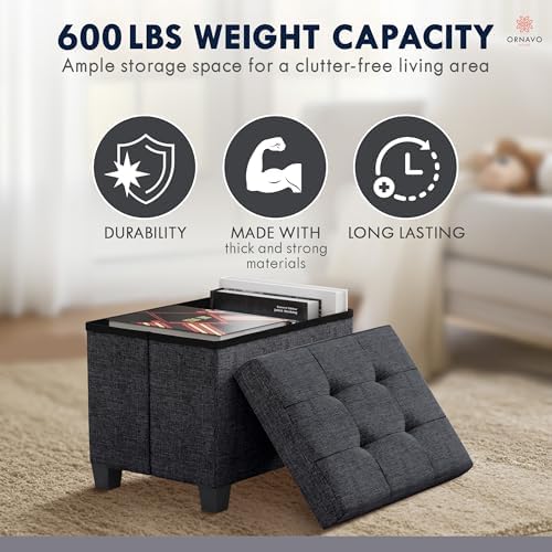 Ornavo Home Small Rectangle Storage Ottoman - Image 3