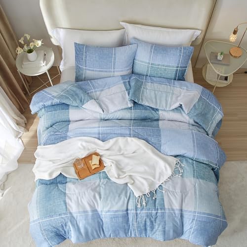 mixinni Full Comforter Set for Boys Simple Style Modern Geometric Blue - Image 4