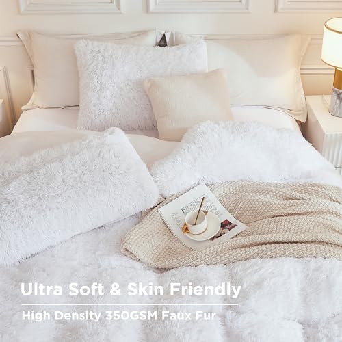 Andency White California King Comforter Set, Fluffy Faux Fur Warm Bed Set - Image 4