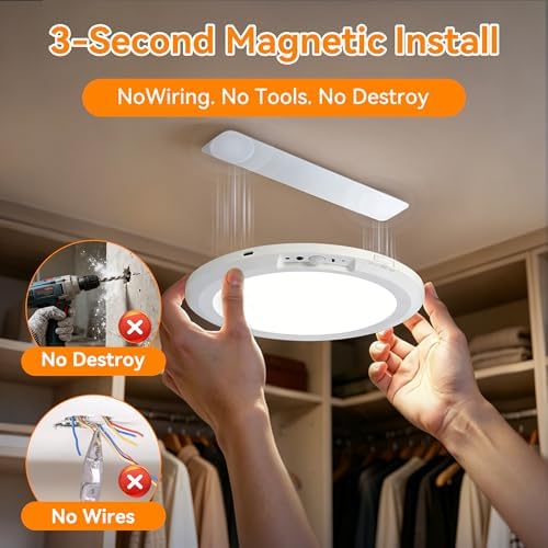 10000mAh Rechargeable Ceiling Light, Battery Operated Motion Sensor Closet Light - Image 5