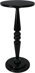SwallowLiving Small Round Side Table, Tall Pedestal Drink End Tables Living Room, Narrow Night Stand for Small Spaces, Sofa Couch, Bedroom, Modern Wooden Beside Table Home Decor (Black, 12" x 25")