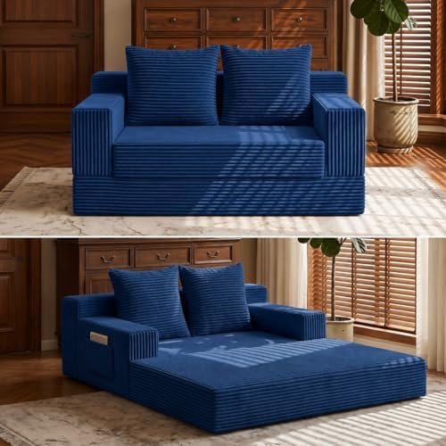 Boneless Loveseat Couch Folding Sofa Bed, Foldable Floor Futon Sleeper Couch Bed by Winzoo