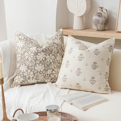 SageSelvas Taupe Decorative Throw Pillow Cover 18x18 Set of 2, Farmhouse by Unknown