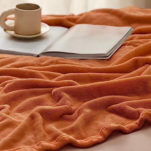 Bedsure Orange Soft Cozy Warm Fleece Bed Blanket Queen Size 90"x90" - Image 4