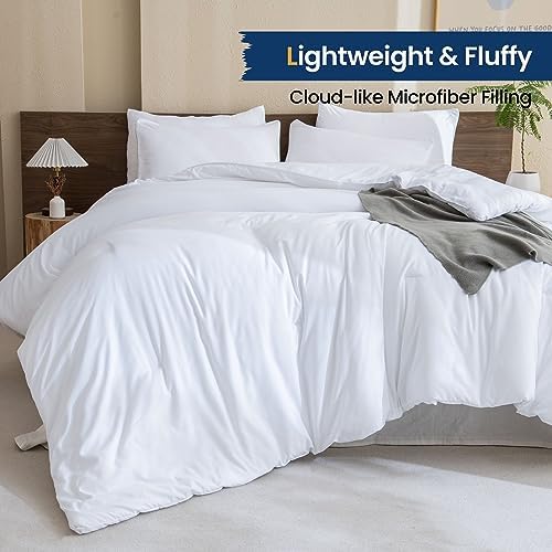 Paxrac White Comforter Full Size, 3 Pieces Boho Comforter Set, Lightweight - Image 3