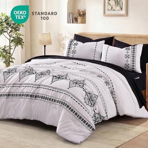 MaiRêve Full Size Comforter Set Embroidery Floral 7 Pieces Bed in a Bag - Image 2
