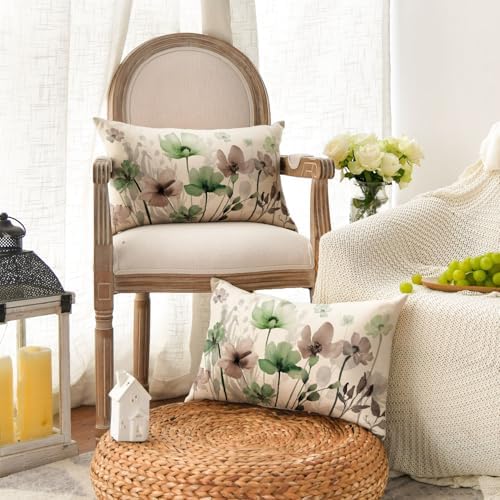 AVOIN colorlife Poppy Flowers Pillow Covers 12x20 Inch Set of 2 - Image 2