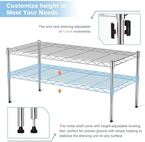 1-Tier Wire Shelf Rack, Single Metal Shelves Rack, 1 Tier Metal Shelf - Image 5