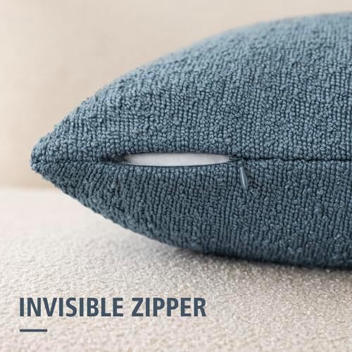 Foindtower Decorative Textured Boucle Throw Pillow Covers 18x18 Misty Blue - Image 2