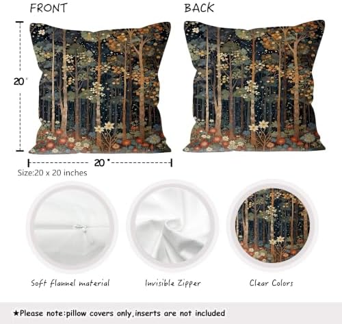 Rustic William Morris Style Fall Forest Pillow Covers 22x22 Set of 2 - Image 2