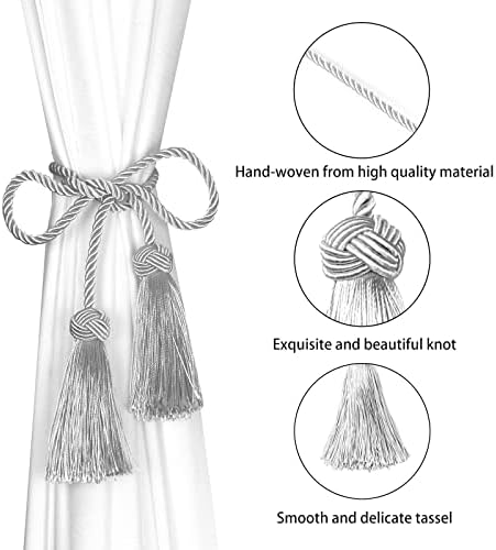 BEL AVENIR 2 Pack Handmade Rope Tassel Curtain Tiebacks - Image 3