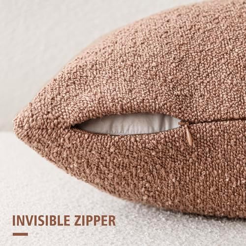 Foindtower Textured Boucle Throw Pillow Covers 18x18 Dusty Orange Hazel - Image 2