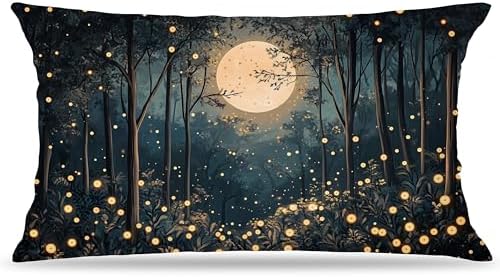 Rustic William Morris Inspired Gold Moon Pillow Covers 20x12, Vintage Black and by Unknown