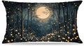 Rustic William Morris Inspired Gold Moon Pillow Covers 20x12, Vintage Black and by Unknown