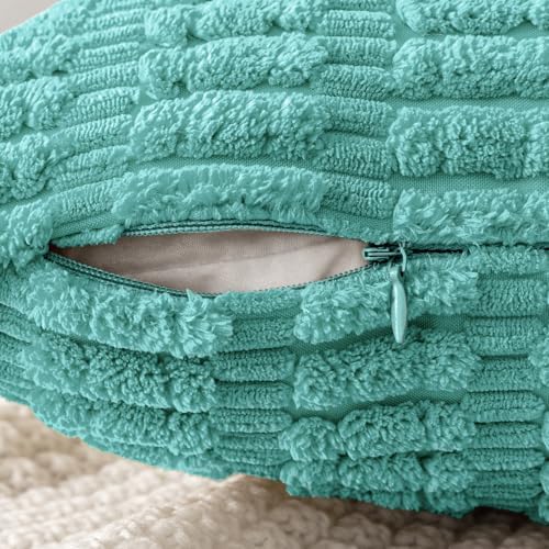 MIULEE Corduroy Decorative Throw Pillow Covers 18x18 Aqua Green Pack of 2 - Image 5