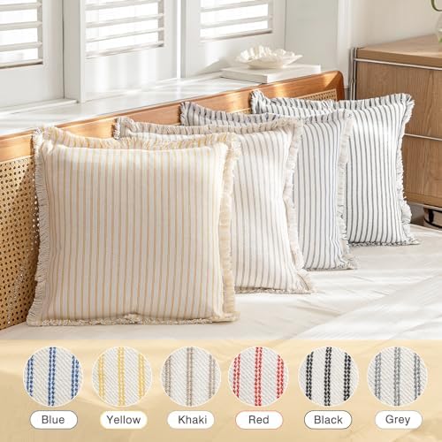 YEENAASY Throw Pillow Covers 20x20 Boho Striped Pillow Cases - Image 5