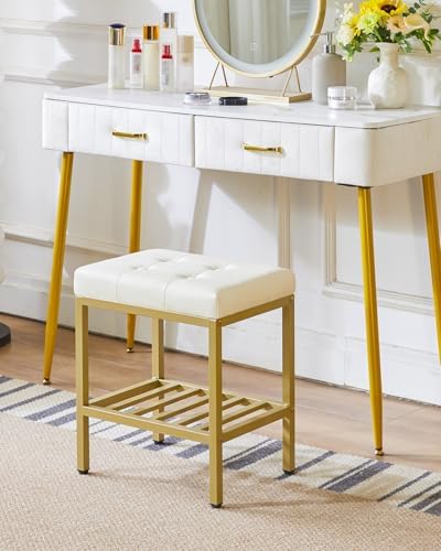 IBUYKE Rectangular Makeup Stool, PU Seat Vanity Chair - Image 4