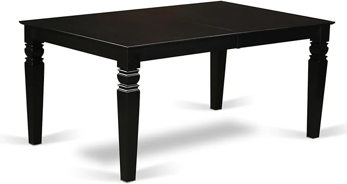 East West Furniture LGDA7-BLK-27 7 Piece Dining Table Set Contains a Rectangle Kitchen Table with Butterfly Leaf and 6 Polyester Fabric Upholstered Chairs, 42x84 Inch, Black