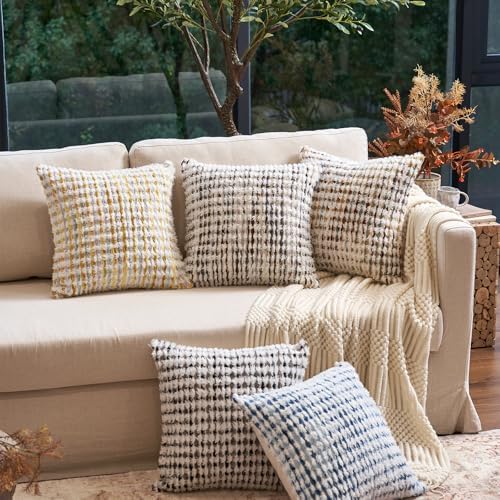 Aeckself Boho Chenille Tufted Pillow Cover 18x18 Inch, Decorative Square Throw - Image 4
