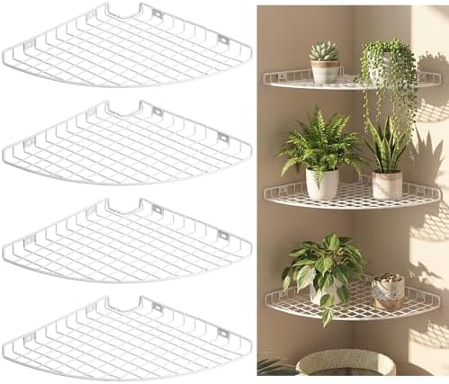 4 Pcs Corner Shelf Organizer, Wall Mount Hanging Corner Shelves by Otoolling