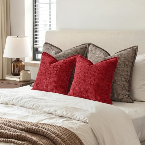 MIULEE Slubby Textured Christmas Throw Pillow Covers Red 18x18 - Image 5